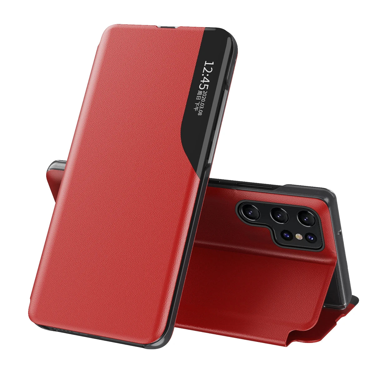 Smart View Window Leather Flip Phone Case with Kickstand For Samsung S26 Ultra S25 Edge S24 S23 S21 S20 FE S22 Plus + Note 20