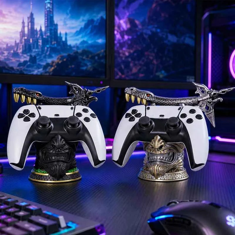Creative Imitation Demon Resin Game Controller Stand Fit Ps5 Ps4 Xbox Switch Gamepad Support Desktop Decor Gaming Accessories