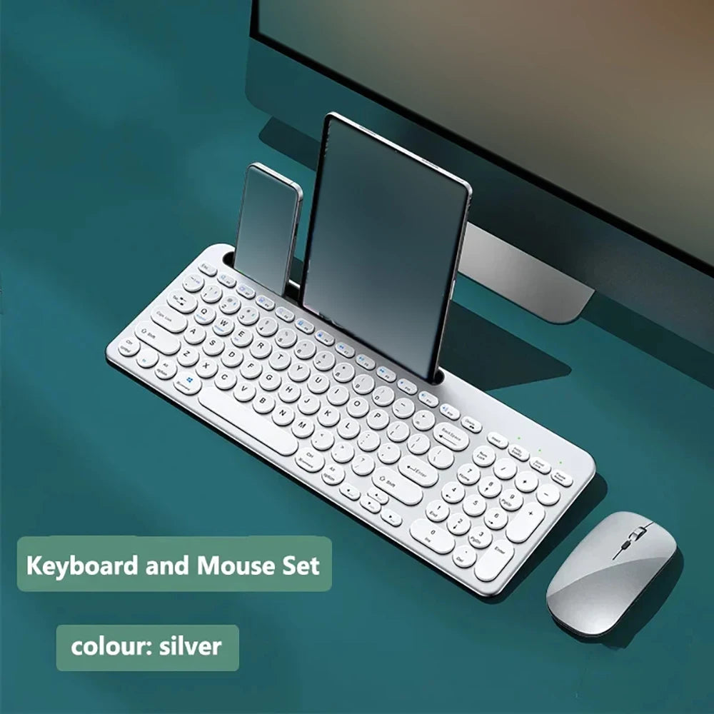 Bluetoot Wireless Keyboard and Mouse Set with Card Slot Tablet Stand Wireless Keyboard for iPad Windows Mac OS