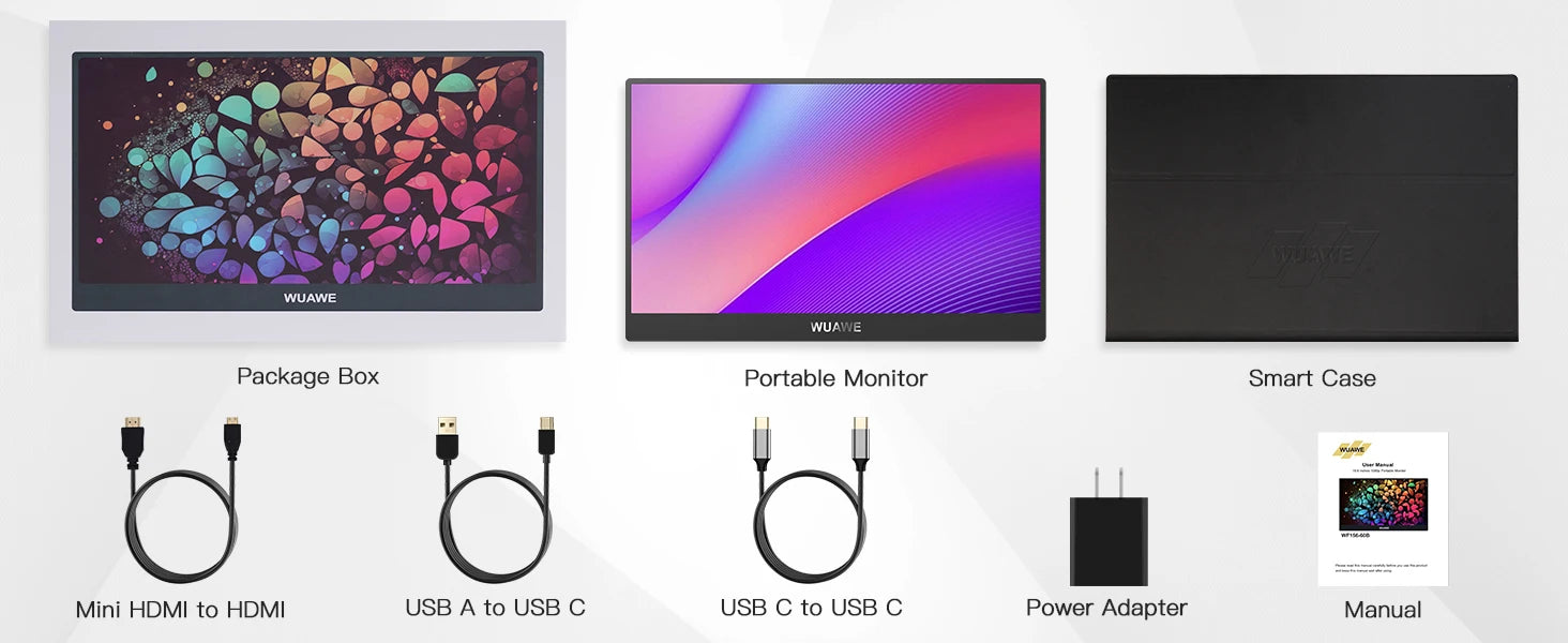 2024 New HDRinch Portable Monitor Laptop, 15.6-inch 1080p72 NTSC 100 sRGB USB C HDMI Travel External Second Computer Screen HDRi