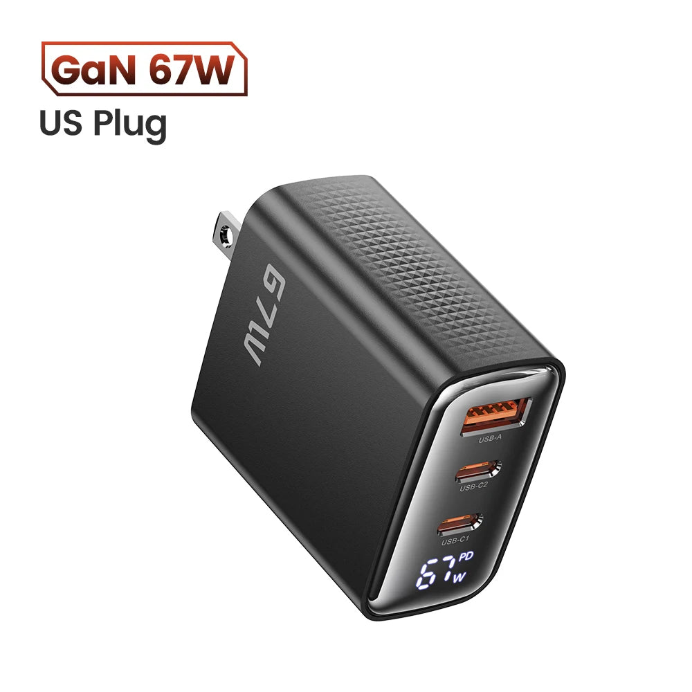 Toocki 67W GaN USB Type C Charger Digital Display 65W 45W PPS PD QC4.0 Quick Charge For Macbook Laptop IPAD Tablet iPhone 15 14
