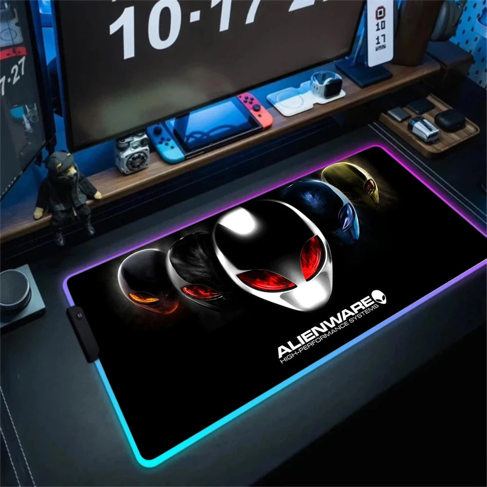 XXL Large PC Gamer Keyboard Desk Mat 900x400 RGB Alienware Gaming Mouse Pad LED Computer Accessories Tapis De Souris Mousepads