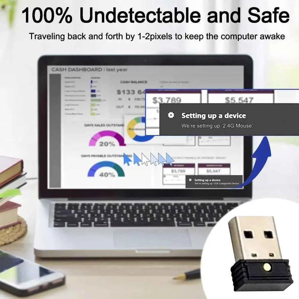 Mouse Jiggler Mover Wiggler Undetectable Shaker USB Port for Computer Laptop, Plug-and-Play Keeps Computer Awake Mouse Movement
