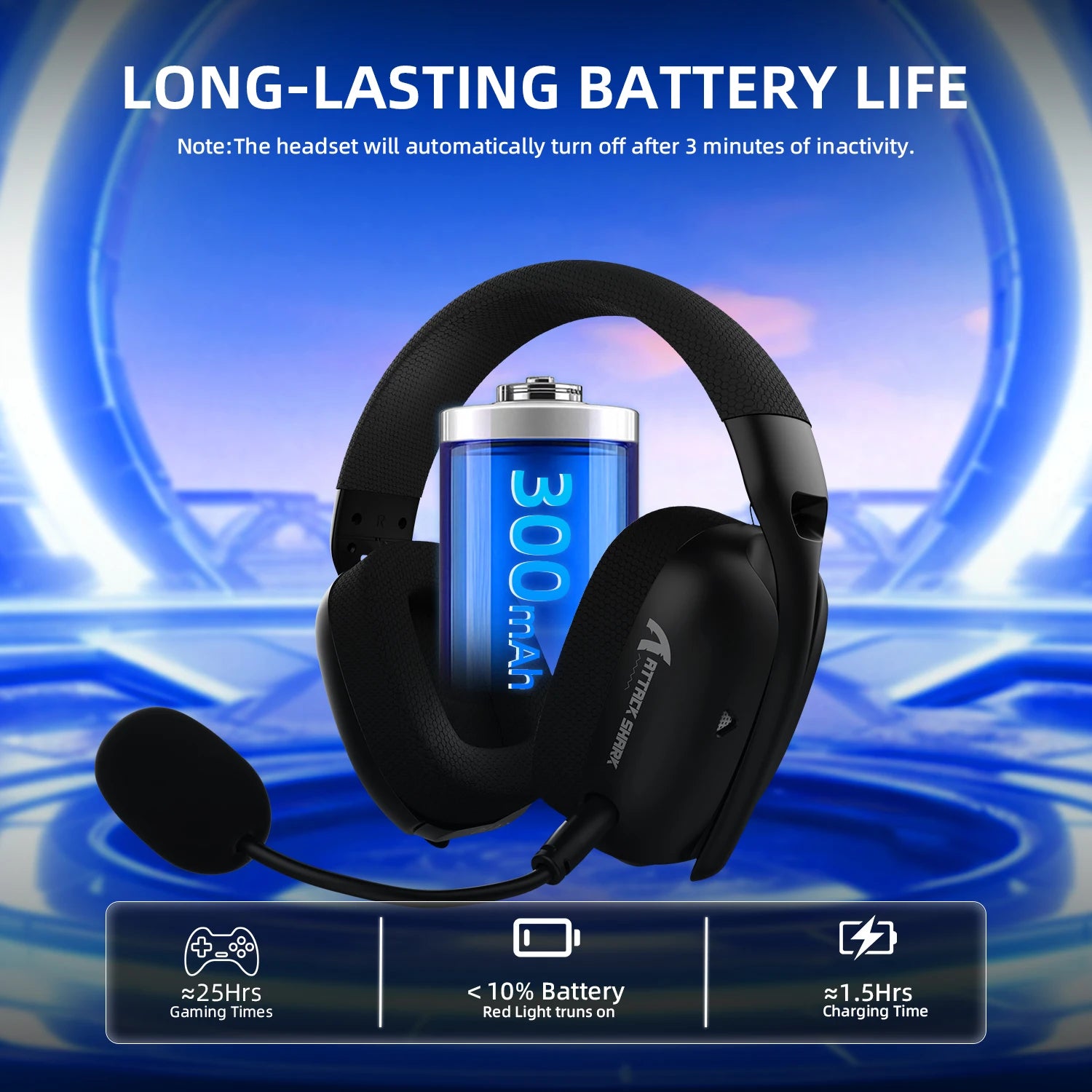 Attack Shark L80Pro Gaming Headphones 2.4G Bluetooth Connection Mode,Dual-microphone Design,Ultra-light Body,Soft Ear Cups
