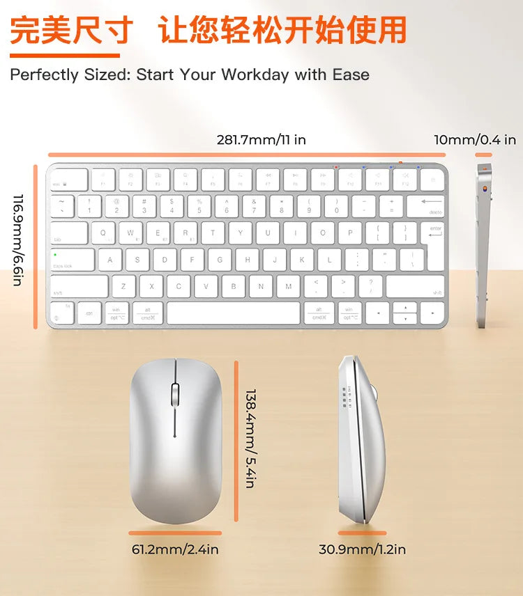 Meetion Ultra Thin Wireless Keyboard Mouse Rechargeable 2.4G USB Bluetooth Keyboard and Mouse Combo Silent Mini for Mac Tablet