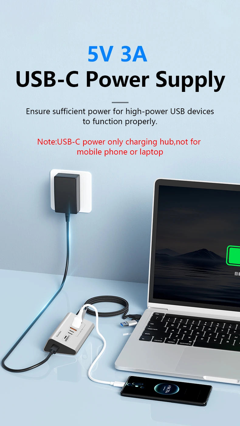 USB 3.2 10Gbps Hub USB Docking Station Type C Splitter with Card Reader Aluminum Alloy Multi 8/9 Ports Switch For PC Laptop