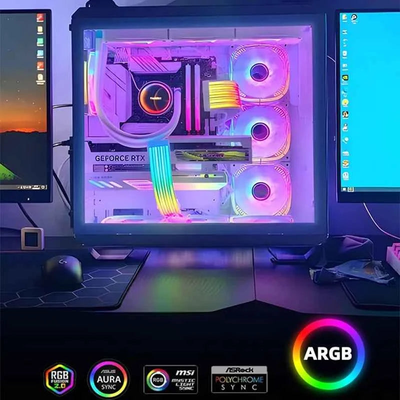 TEUCER X8P/X12P ARGB LED Light Strip – 24PIN/8PIN Motherboard Power Extension Cable with Aura Sync