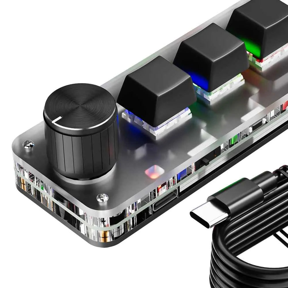 Mini Customized Mechanical Keyboard Hot Swappable Macro Programmable Keyboard 3 Key 1 Knob