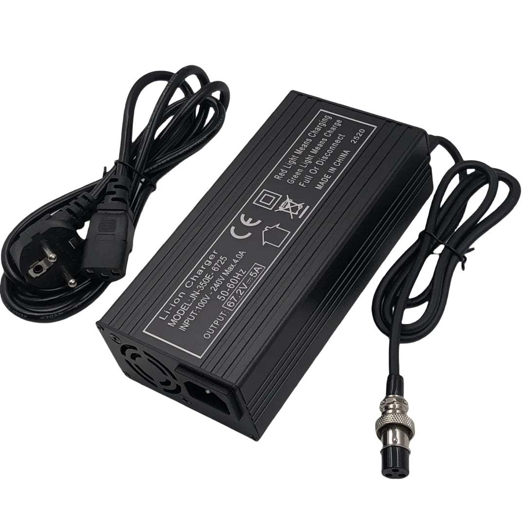 67.2V5A Fast Charge 5A Charger For 60V Wheelbarrow harley 16S 60V  lithium Battery GX16 Connector with Fan Metal shell