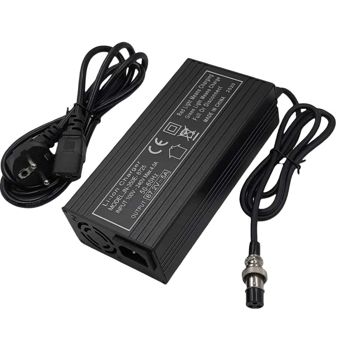 67.2V5A Fast Charge 5A Charger For 60V Wheelbarrow harley 16S 60V  lithium Battery GX16 Connector with Fan Metal shell