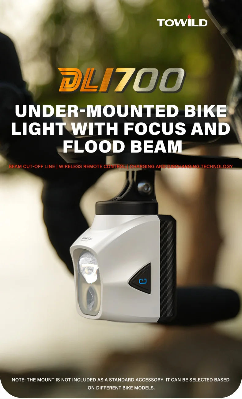 TOWILD DL1200S/DL1700 Bicycle Light With Cut-Off Line Beam1900LM Rechargeable Bike Front Light Power Bank Mtb Cycling Headlights