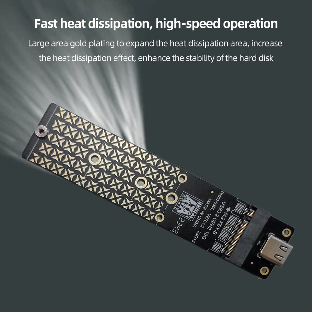 M.2 SSD SATA/NVMe To USB 3.1 Adapter B+M Key/M Key M2 To USB3.1 SSD Riser Card Hard Disk Box Adapter for 2230/2242/2260/2280 SSD
