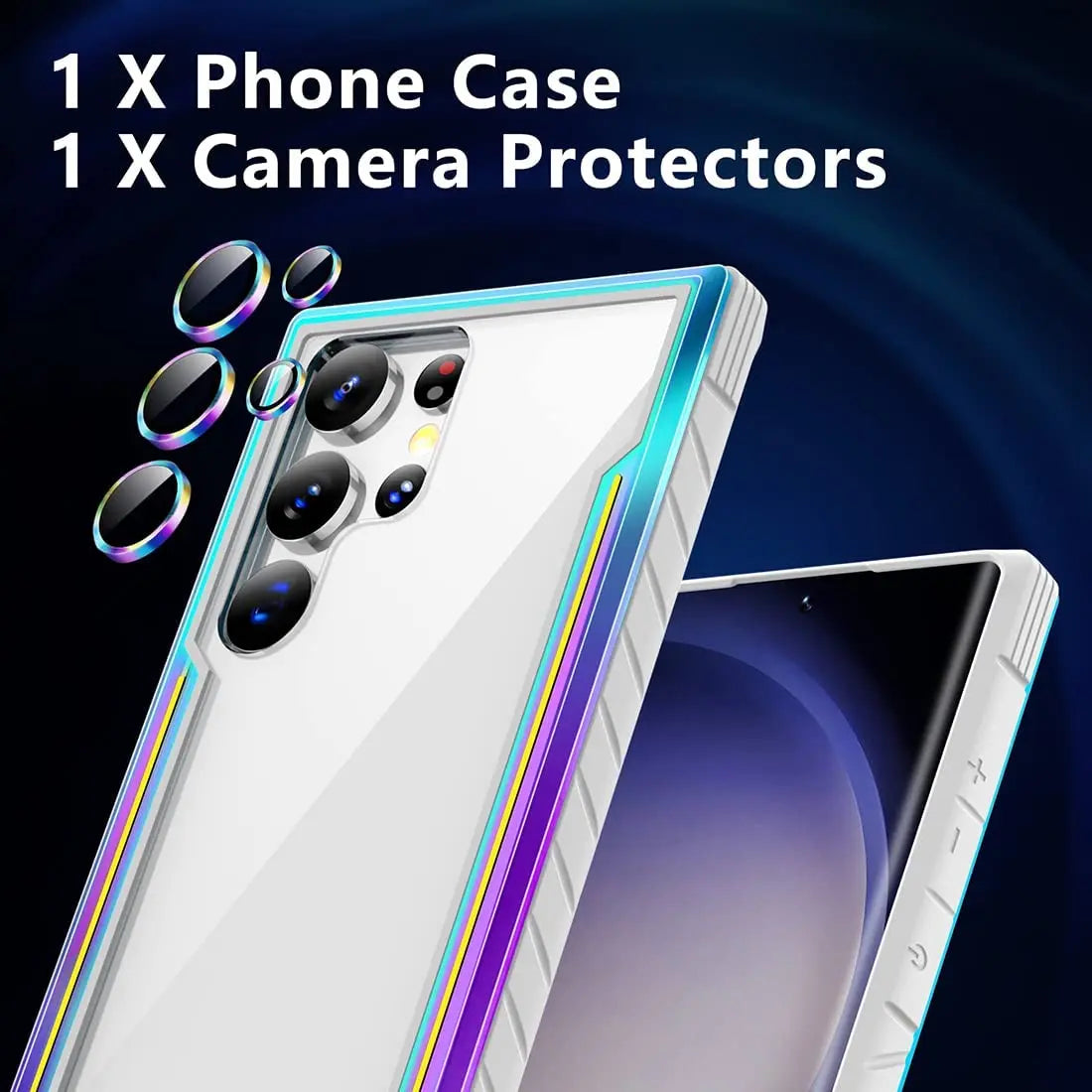 For Samsung Galaxy S23 Ultra Case with Camera Lens Protector Military Armor-Level Shockproof Metal Silicone Shockproof Clear