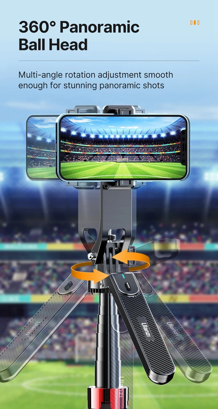 Ulanzi MA09 1.8m Selfie Stick Tripod for iPhone 17 15 Android Phone with Remote Control Panoramic Ball Head Holder U200 VL49 Kit