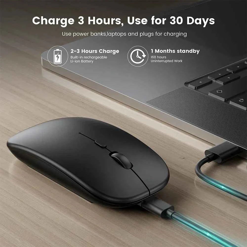 Rechargeable Wireless Mouse Bluetooth-compatible 2.4GHz Dual Modes Computer Mice with Nano Receiver for PC Laptop Macbook