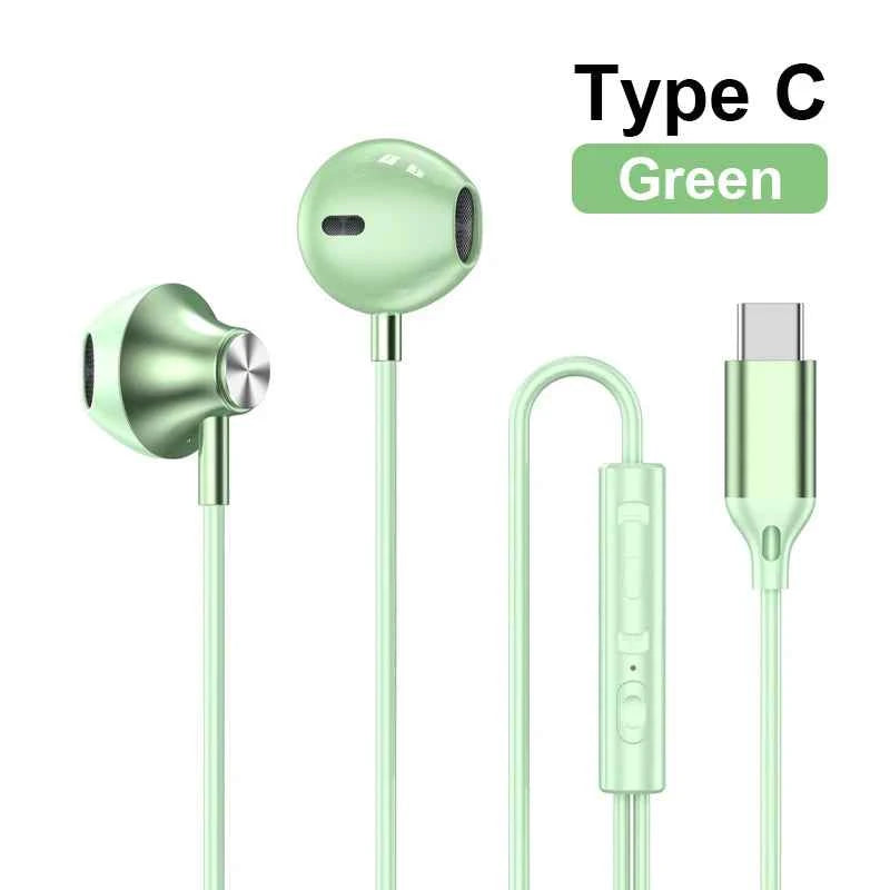 Type C 3.5mm Jack Earphones HiFi Stereoscopic Sound With Mic Wired Headphones Line Control Earbuds For Samsung iPhone 16 Headset