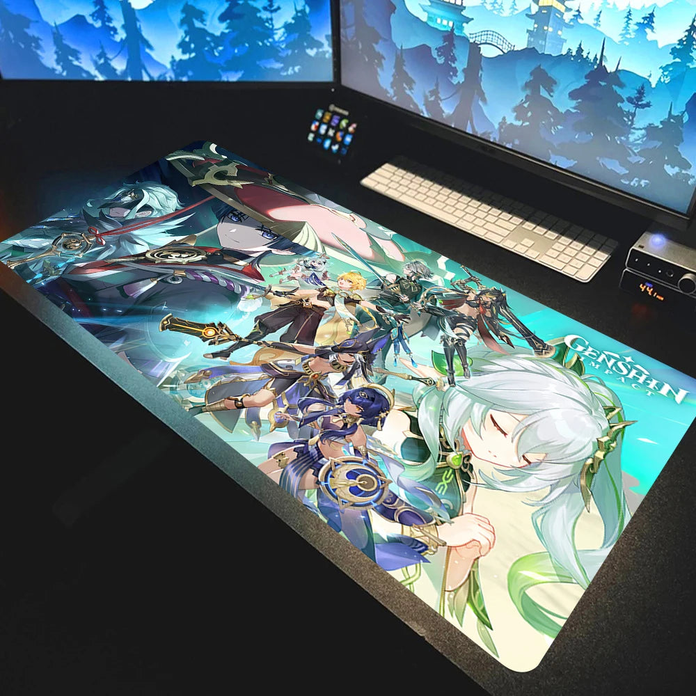 Anime Mousepad Genshin Impact Mouse Pads Gamer Mat Xxl Pc Accessories Desk Protector Keyboard Pads Computer Desks Gaming Mats
