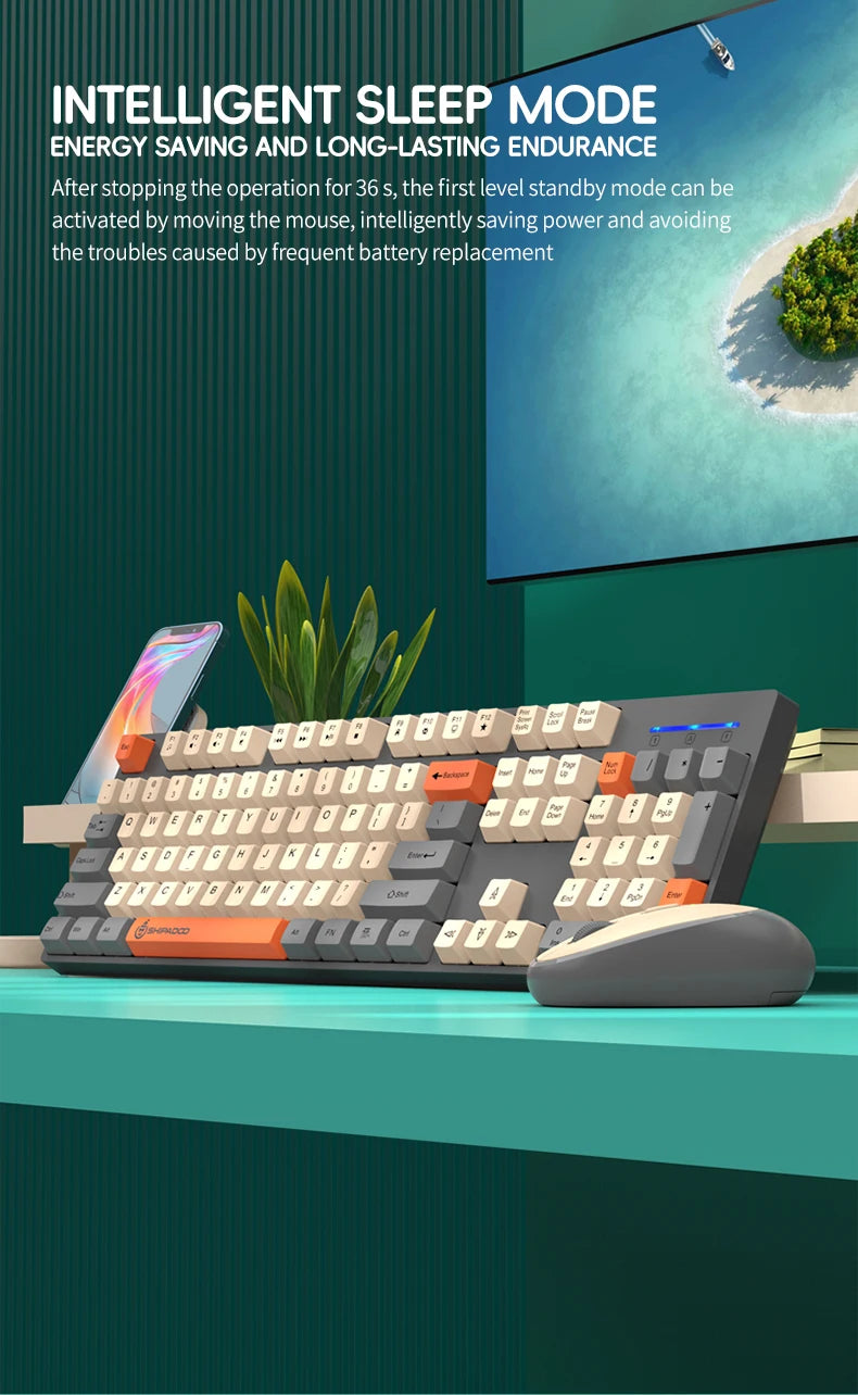 Shipadoo Gaming Wireless Keyboard and Mouse Combo Set,Computer Wireless Laptop Desktop Office PC Accessories Free Wireless Mouse