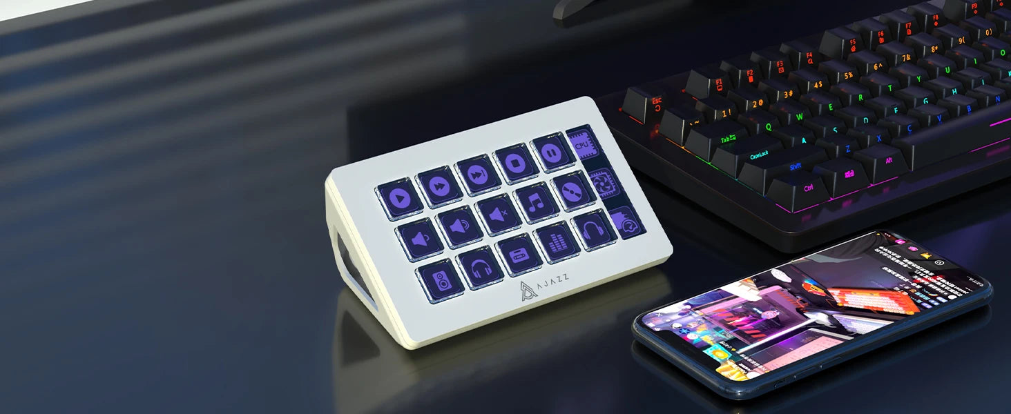 ATTACK SHARK x AJAZZ AKP153 STREAM DECK 15 Customisable Buttons Stream Deck With Versatile Side Screen