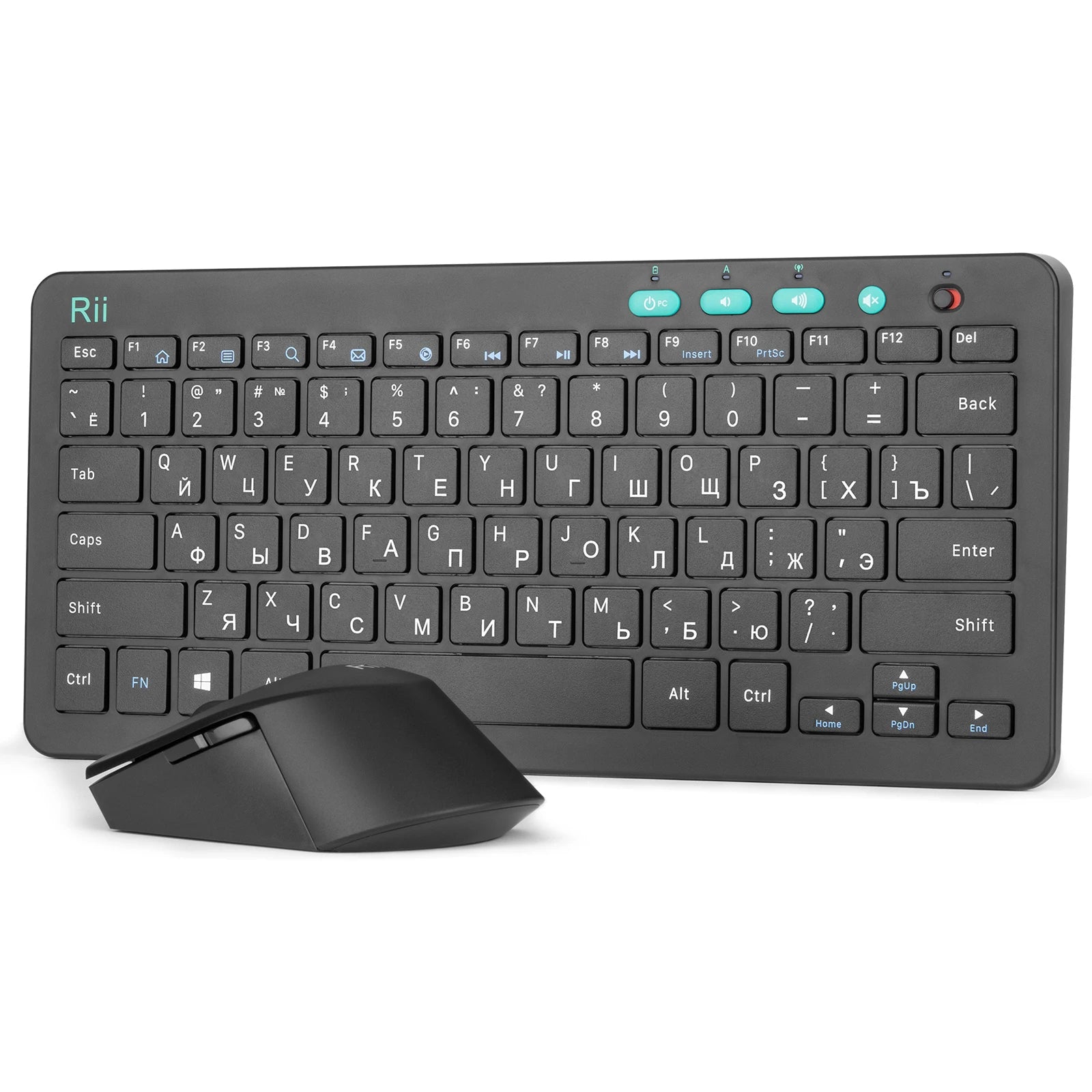 Rii RKM709 2.4G Wireless RU/US Keyboard & Mouse Combo Multimedia Office Keyboard for PC Laptop Desktop