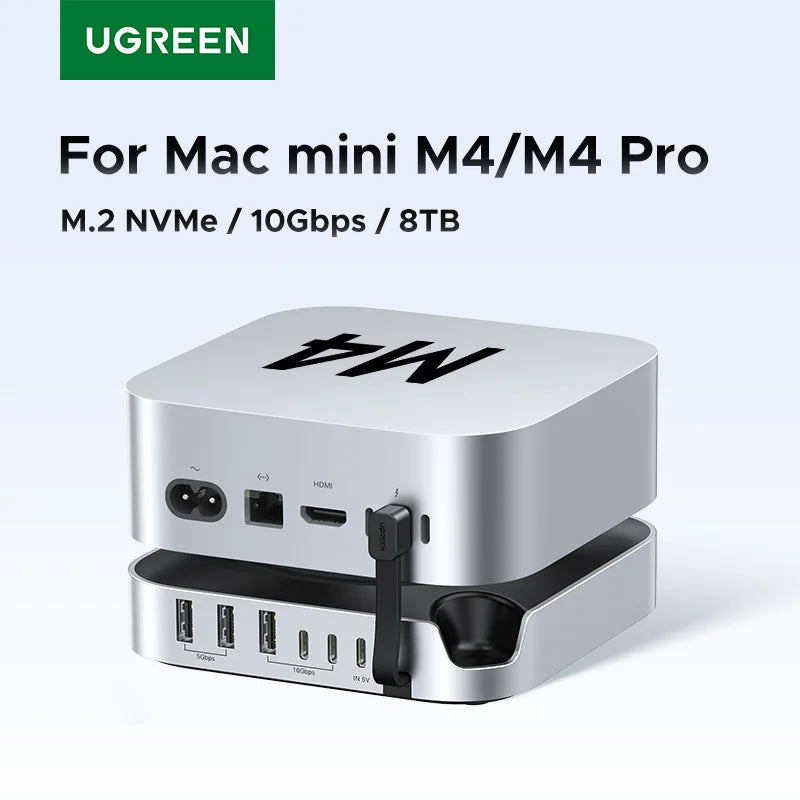 UGREEN USB HUB Docking Station for Mac Mini M4 M4 Pro M.2 NVMe SSD 8TB Max 10Gbps USB-A&C Ports SD&TF 170MB/s USB Splitter Dock - WinSupport Tech