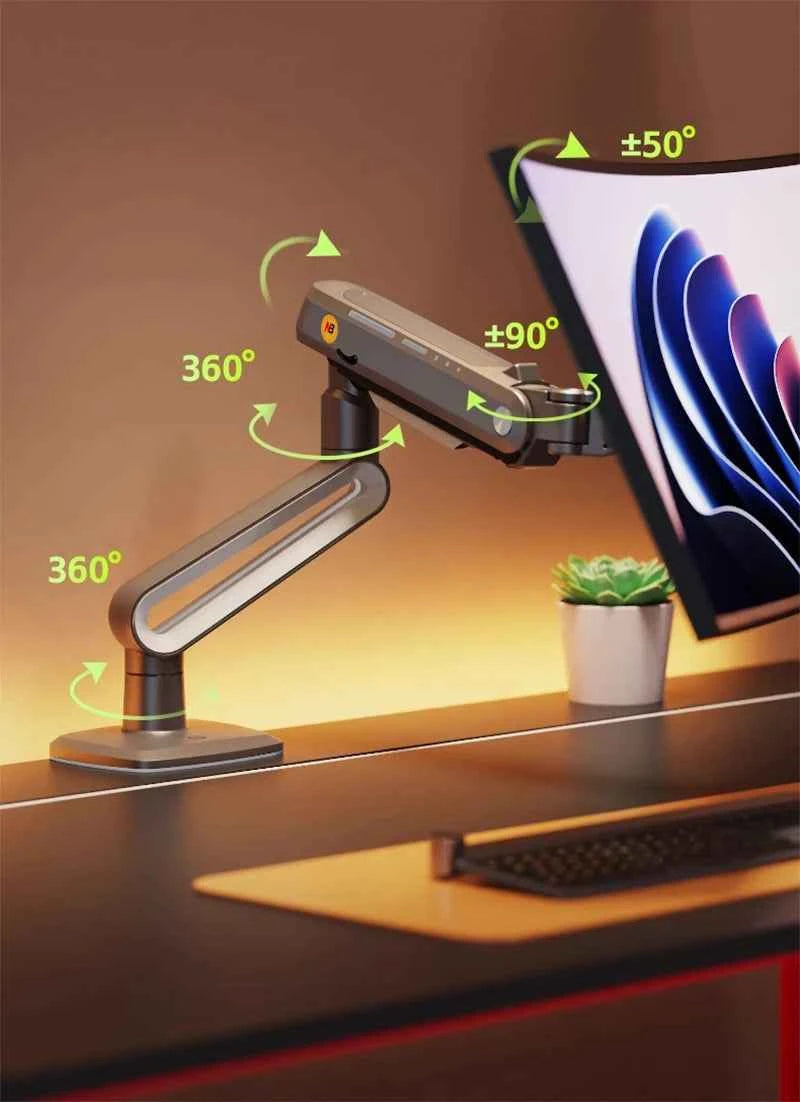 NB A6 Gaming Monitor Arm 27-50 Inch Curved Arc Screen Desktop Monitor Holder 2-18kgs Ultra Wide Monitor Mount