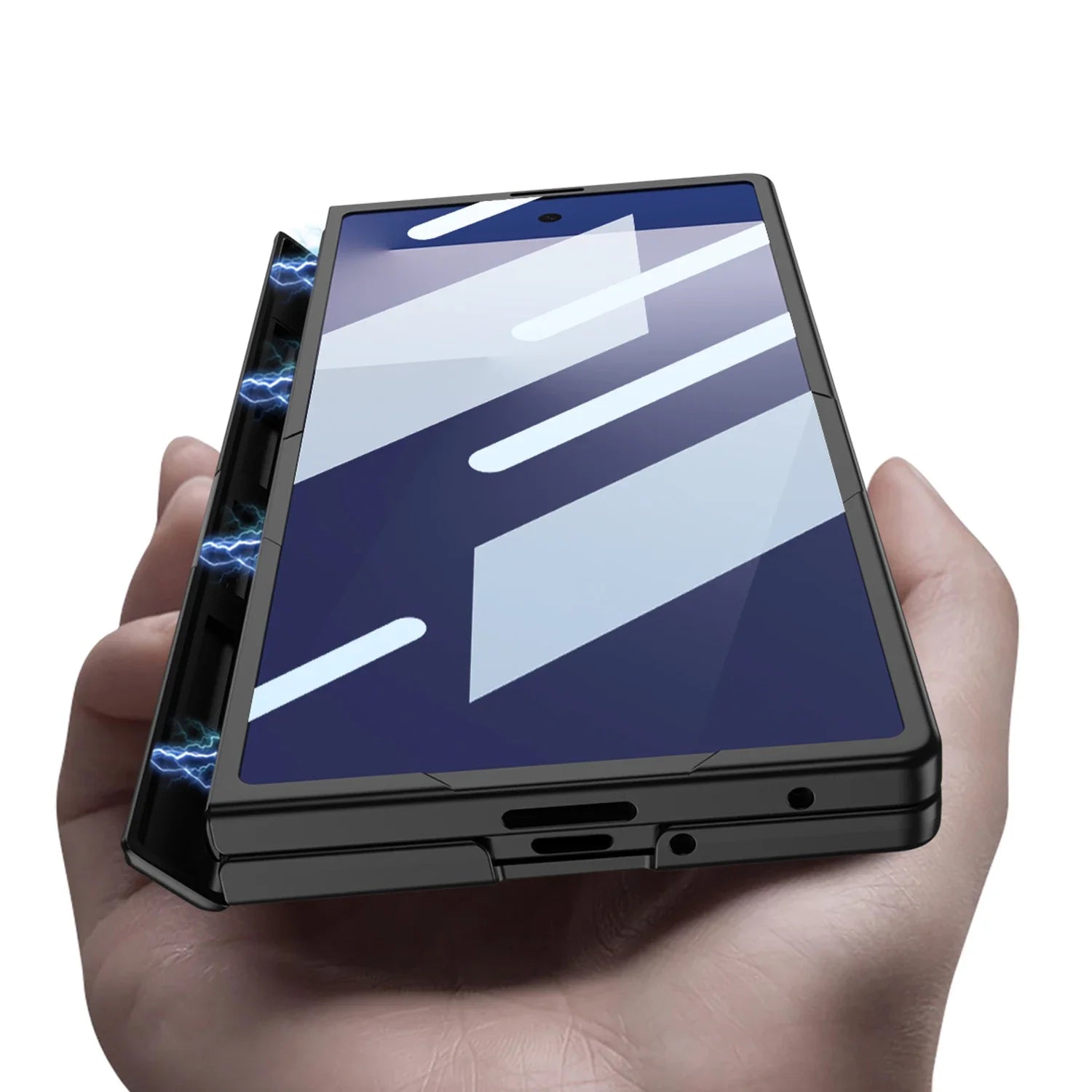 Magsafe Rotating Bracket Case For Samsung Galaxy Z Fold 7 Skin-feel Matte With Glass Film ZFold7 Magnetic Hinge Protective Cover