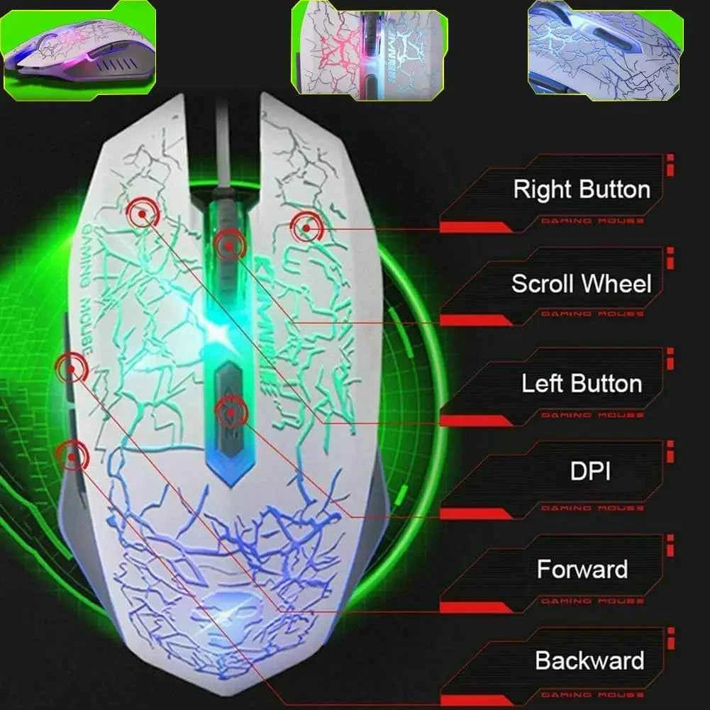 US Layout Gaming Keyboard and Mouse Set Ergonomic Rainbow Backlit Rainbow + 2400DPI 6 Button Mouse Rainbow LED + Mouse Pad