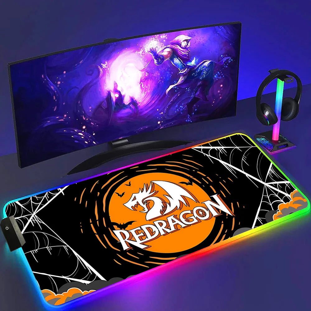 Redragon RGB LED Gaming Mouse Pad Rug Cool Anti-skid Keyboard Mat Computer Desk Accessories Mousepad Luminous Laptop Game Mats