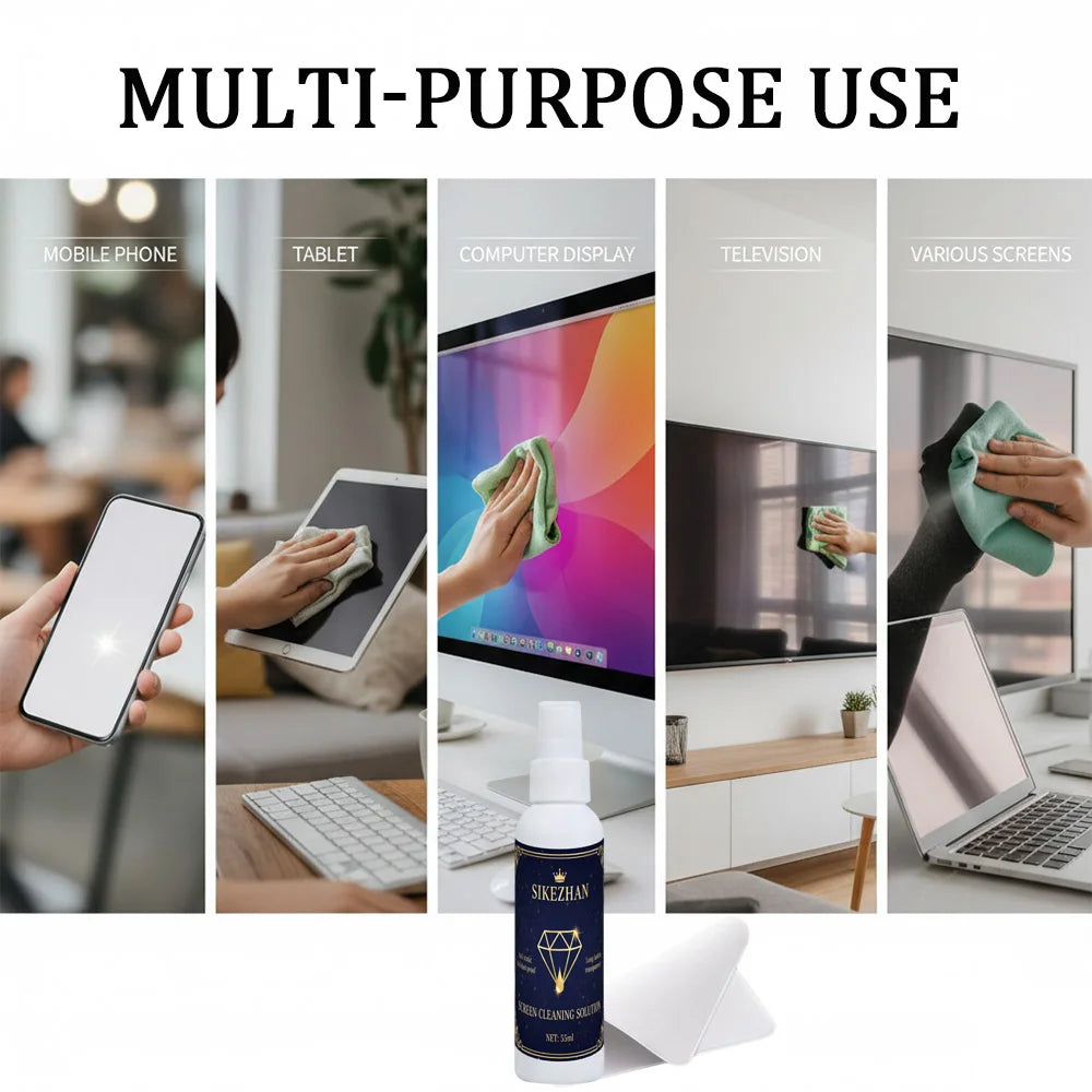Universal Screen Cleaner Spray Kit with Polishing Cloth for Computer Laptop Monitor TV Phone LCD LED Dust Fingerprint Remover