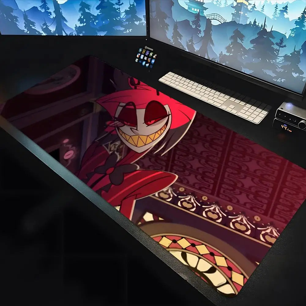 Hazbin Hotels Alastor Mouse Pad large keyboard mouse desk pad non-slip water proof rubber gaming mouse pad laptop carpet 600x300