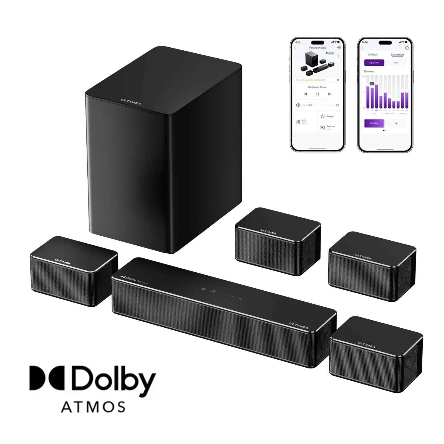 ULTIMEA Poseidon D80 7.1Ch Dolby Atmos Soundbar with Wireless Subwoofer & Smart App Control – 460W Home Theater System