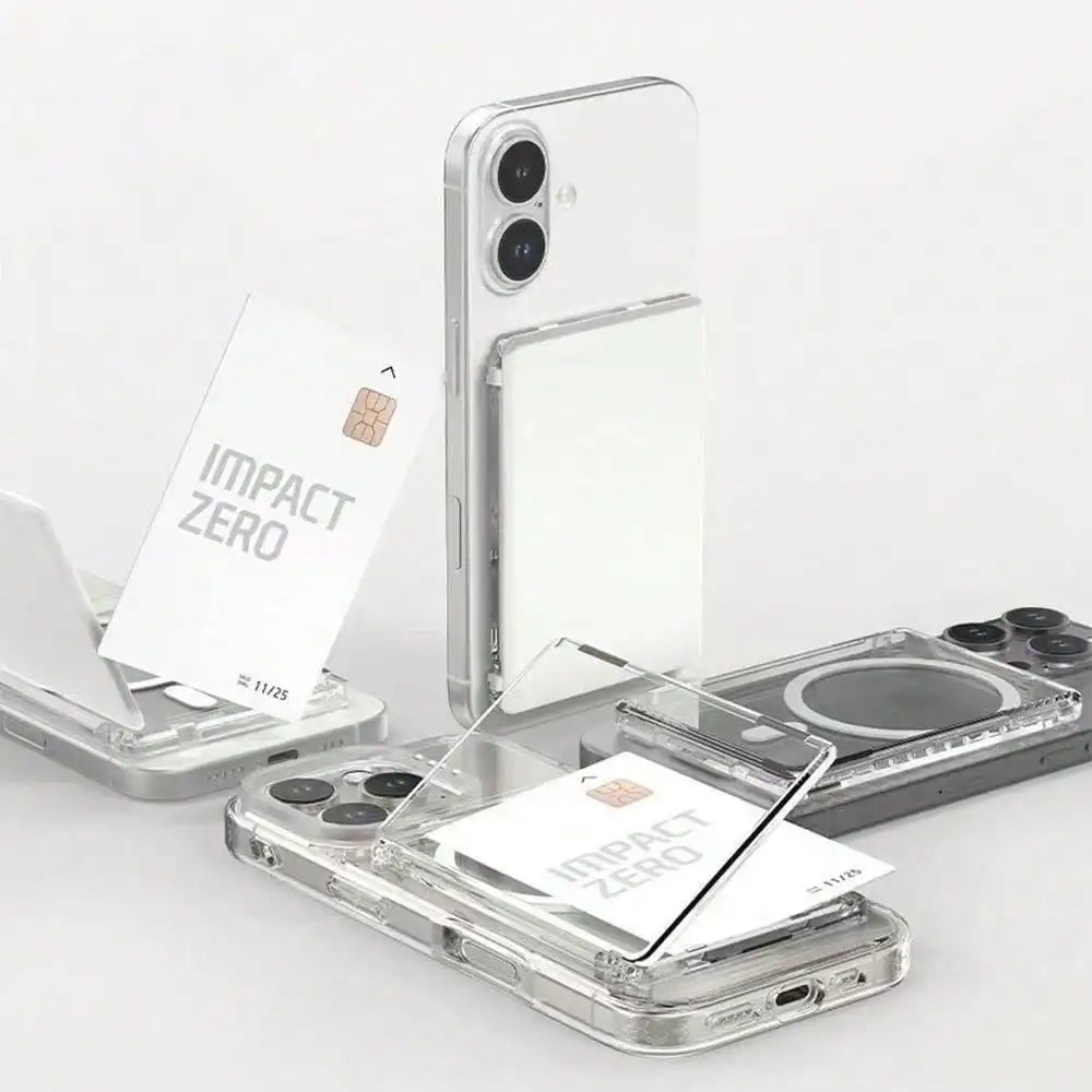 Left & Right Magnetic Flip Card Holder for iPhone17 Pro Max 16 15 14 13, MagSafe Clear Card Wallet