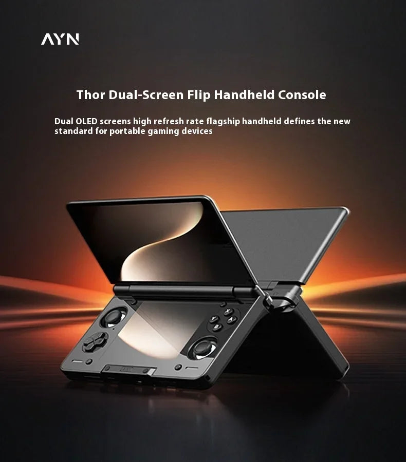 AYN Thor Game Console Portable 6 Inch 1080P 120Hz AMOLED Screen 6000mAh Dual Screen Handheld Flip Console Android Game Machine