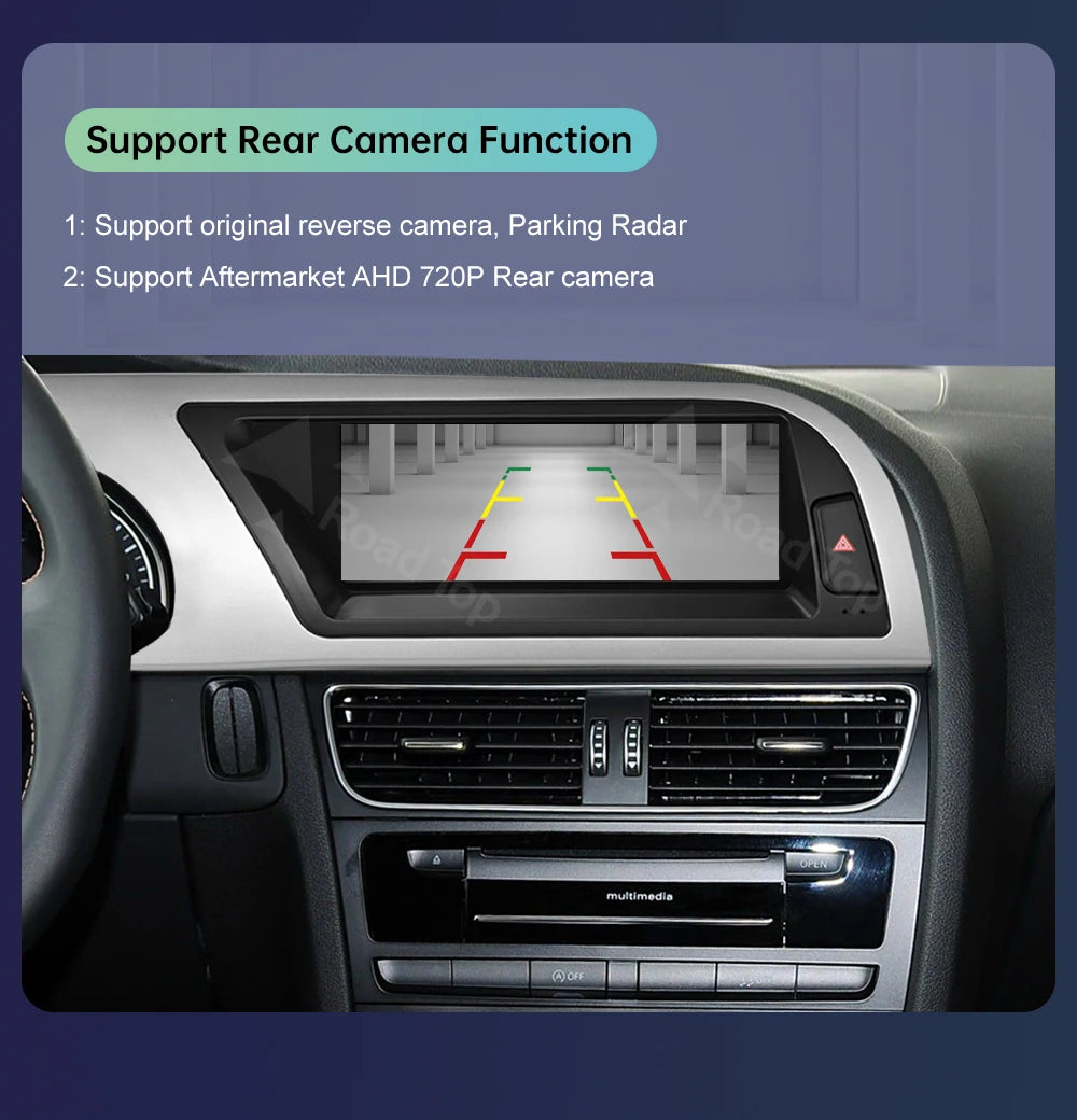 Road Top Radio Multimedia Linux Touch Screen For Audi A5 2008-2016 Wireless CarPlay Android Auto Airplay Car Player Function