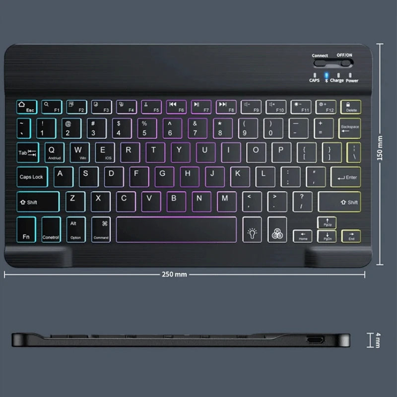 RGB Bluetooth Keyboard And Mouse Set Mini Wireless Keyboard and Mouse Kit Rechargeable Russian Keyboards 10 Inch For iPad Tablet
