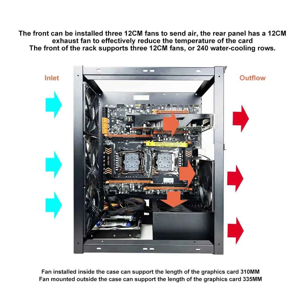DIY Computer Motherboard Case Rack Aluminum Frame Chassis Cooling Rack Stand Open Chassis Support Bracket Good Heat Dissipation