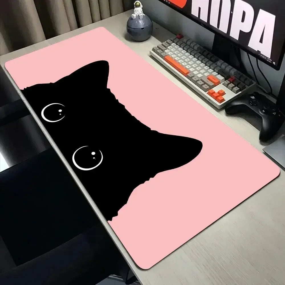 Funny black cat Mouse Pads Cute Cat Computer XXL Mausepad Company Desk Pad Large Kawaii Cushion Office Accessories Rug 300X600