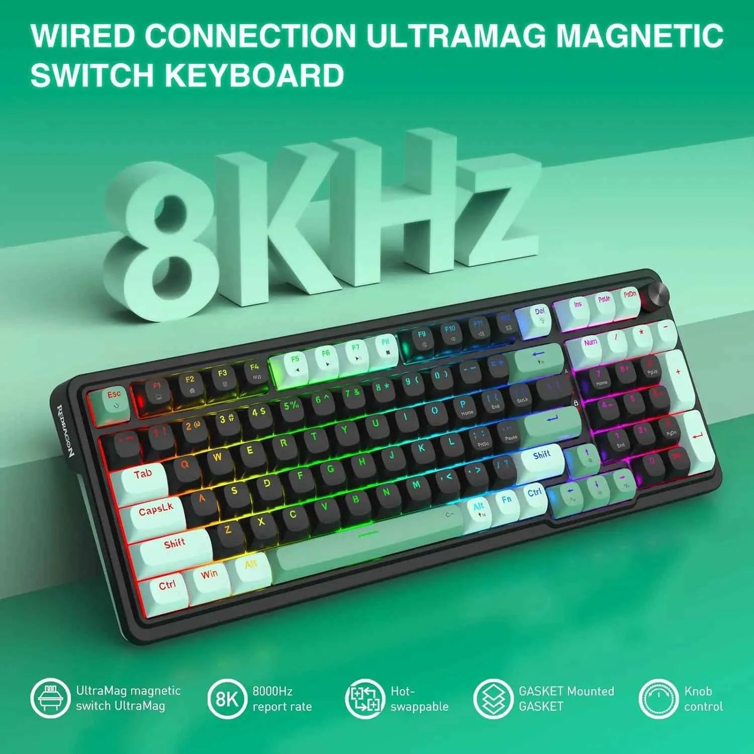 Redragon K686 HE Rapid Trigger Gaming 98 Keys 8K Wired Mechanical Keyboard,Next-Gen UltraMag 100% POM Silky Magnetic Switch