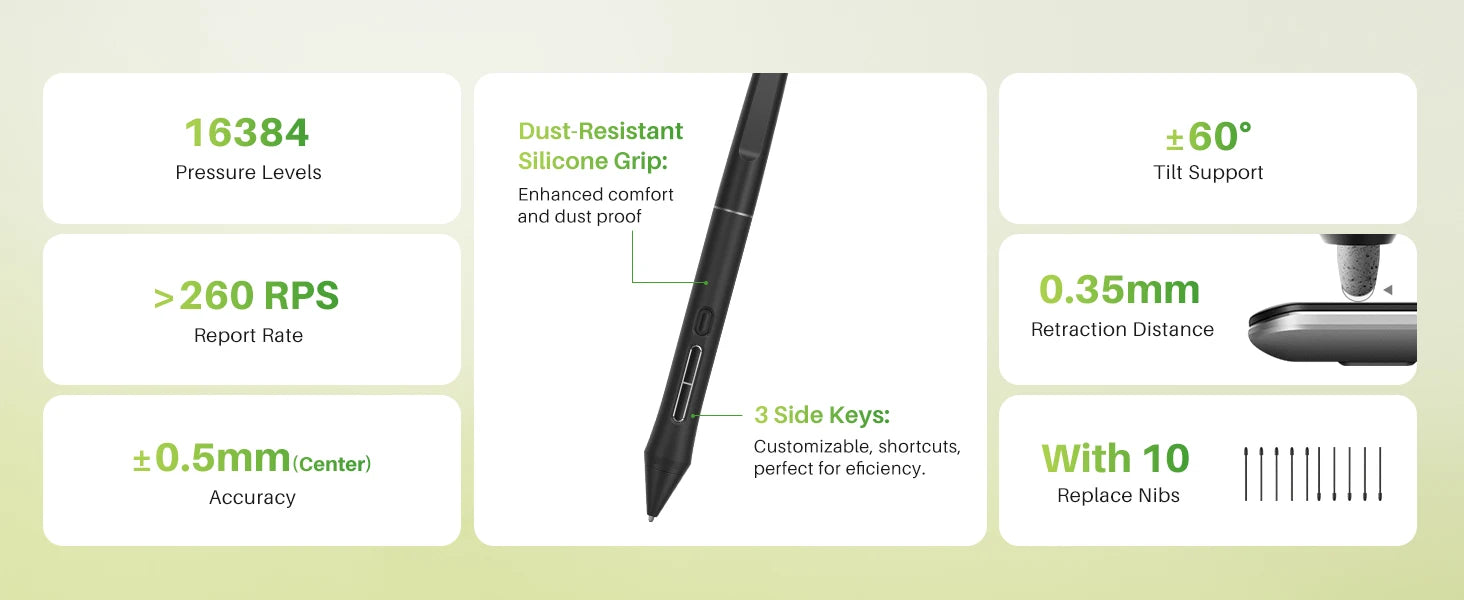 HUION Kamvas Pro 16 Graphics Tablet Display 120%sRGB Drawing Pen Tablet Monitor 8192 Levels Tilt Function Stylus Shortcut Keys