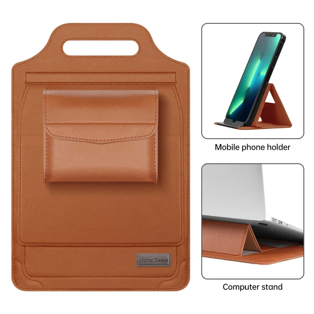 PU Leather Multi-functional Laptop Sleeve Bag Notebook Case for Macbook Air Pro 11 13 14 15 16 Pro Cover Accessories