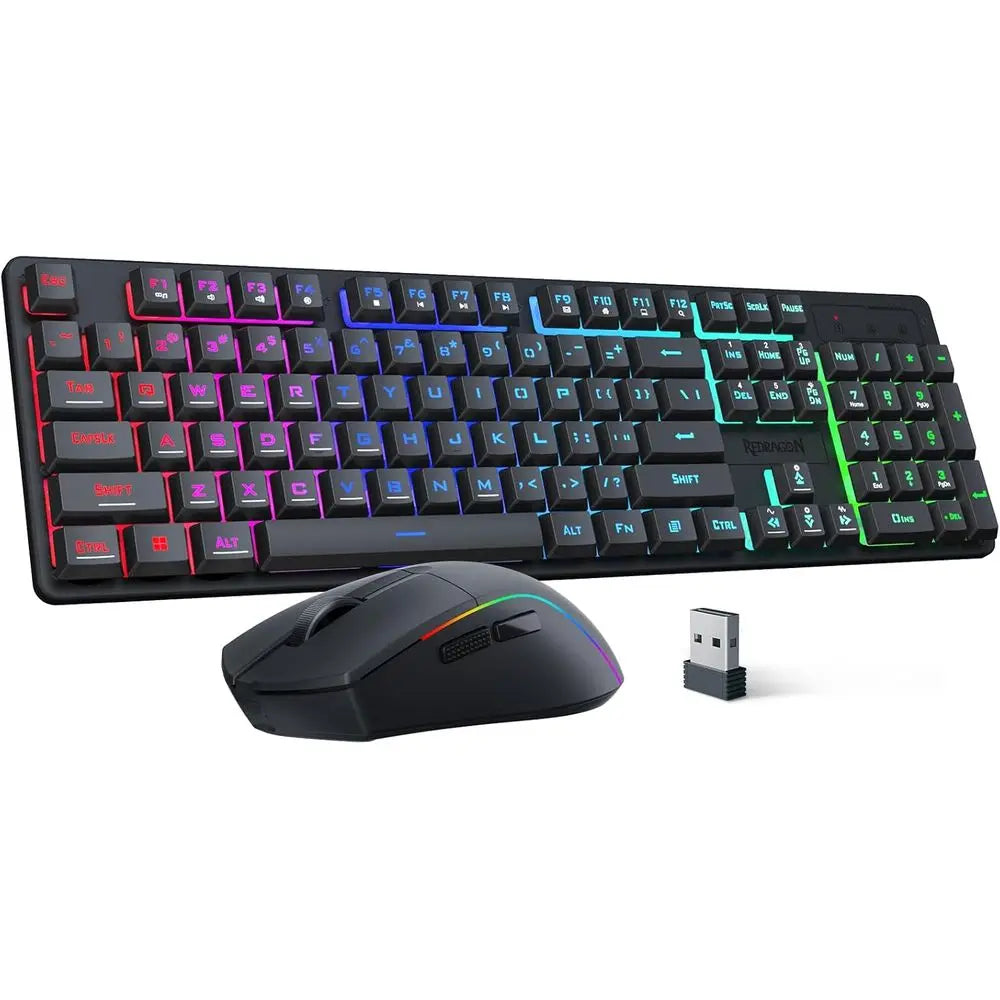 Wireless RGB Gaming Keyboard and Mouse Combo, 3 Modes, 10,000 DPI Mouse, 65g Lightweight, 25-Key Anti-Ghosting for PC