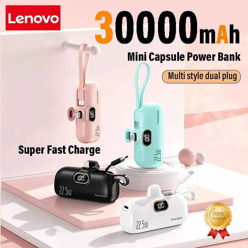 Lenovo Mini Convenient Mobile Power Bank 30000mAh Portable Fast Charging Suitable For iPhone For Samsung External Battery 2026