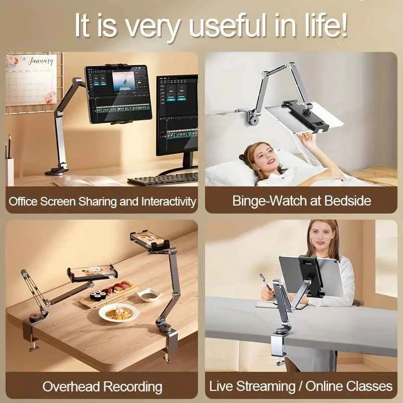 Aluminum alloy turntable stand, mechanical arm, universal cantilever, universal metal desktop computer stand, iPad