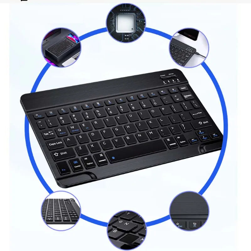 with Bluetooth Keyboard Mouse for Tablet PC 78Key 10inch Rechargeable Wireless Keyboard 1200dpi Mice Set Combo for Laptop