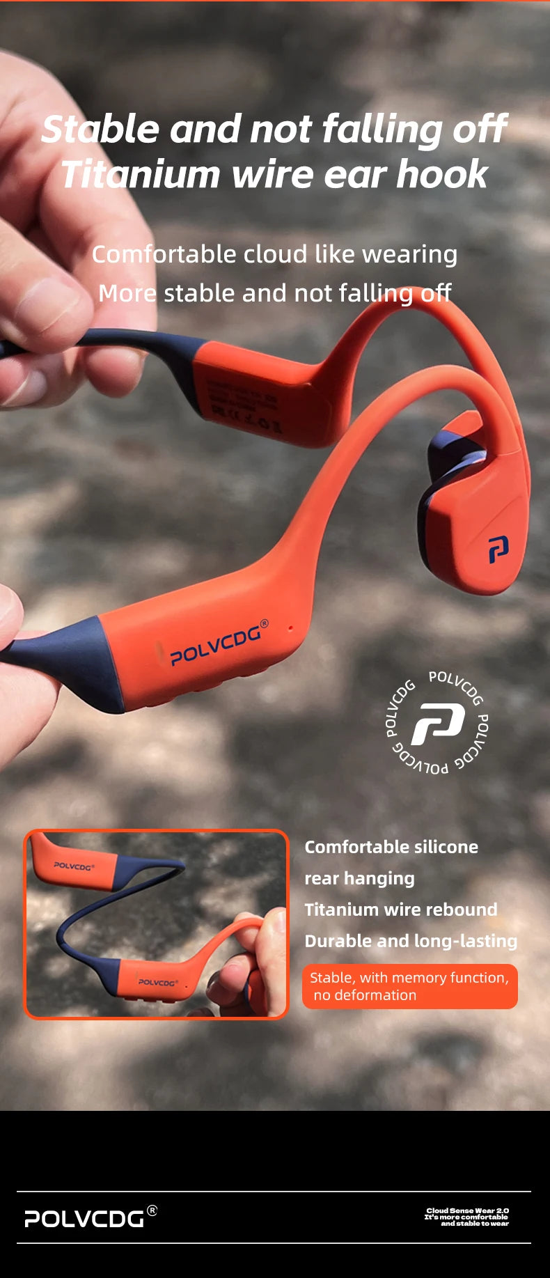 POLVCDG bone conduction earphones IPX8 waterproof 32GB memory Bluetooth 5.4 silicone material 2024 new product X16
