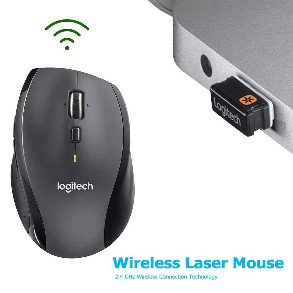 Logitech M705 Wireless Laser Mouse Unifying Receiver Ergonomic Design for PC Laptop Desktop Mac Office Use Computer Peripherals