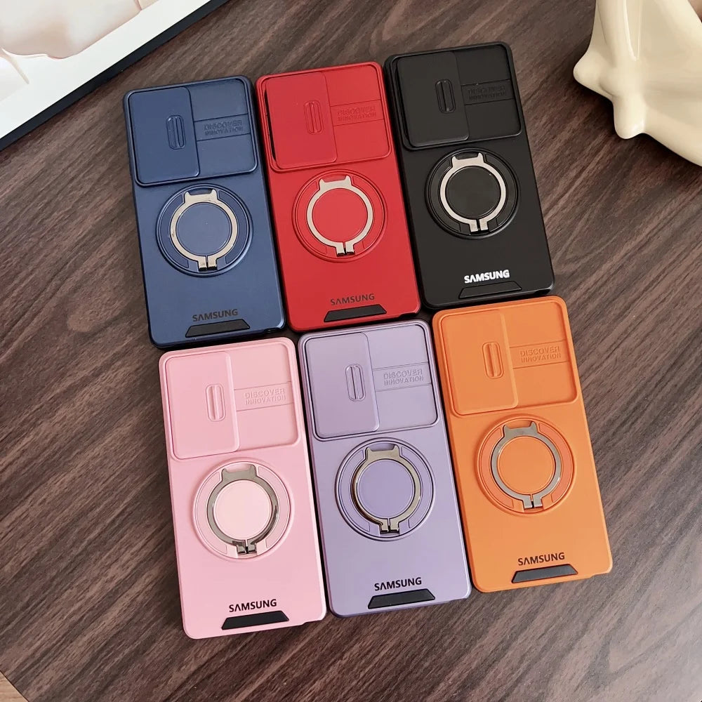 Military Armor Slide Camera Protection Magnetic Bracket Case Samsung S26 S25 FE S24 S23 S25 Ultra S22 Plus S21 A56 A36 A16 Cover
