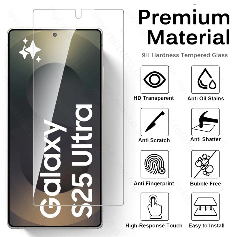 S 25 Case 5-1Pcs 9H Glass For Samsung Galaxy S25 S26 Ultra Edge S25Edge S25Ultra S25+ 5G Screen Protector Toughened Guard Cover