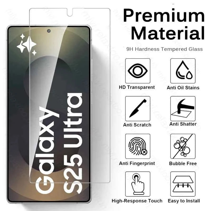 S 25 Case 5-1Pcs 9H Glass For Samsung Galaxy S25 S26 Ultra Edge S25Edge S25Ultra S25+ 5G Screen Protector Toughened Guard Cover
